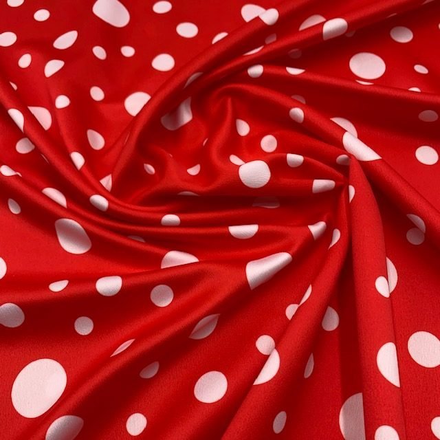 Seda Crepe – Bolas Variadas – Vermelho
