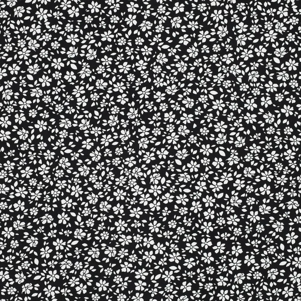 Viscose Small Flower c/ Elastano – Preto
