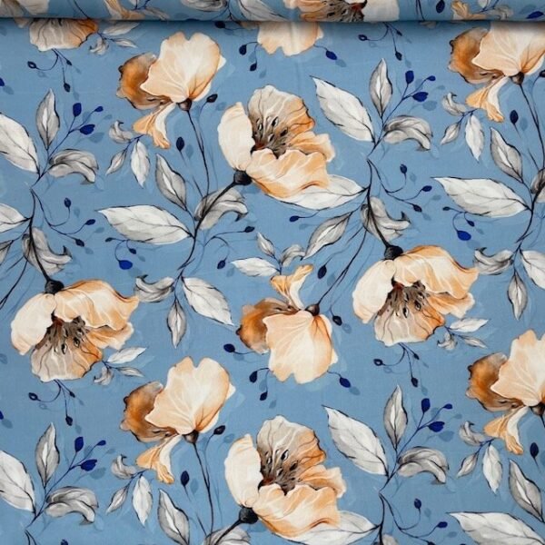Viscose Digital Flower – Azul Claro