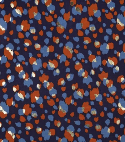 Viscose Leo Foil Gold – Azul Marinho