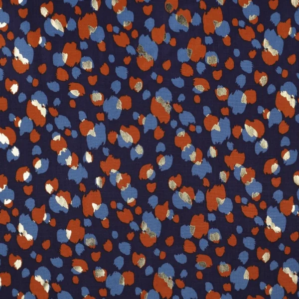 Viscose Leo Foil Gold – Azul Marinho