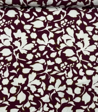 Viscose c/ Elastano Flower – Bordeaux