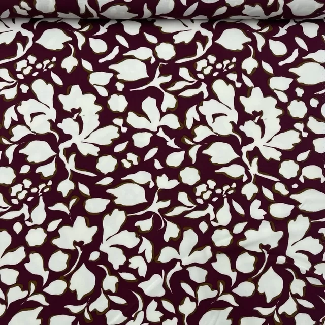 Viscose c/ Elastano Flower – Bordeaux