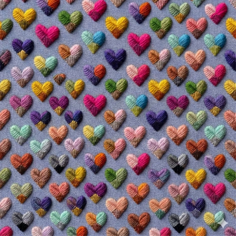 Tecido Lycra Estampada Coracoes Coloridos b Violet Fabrics