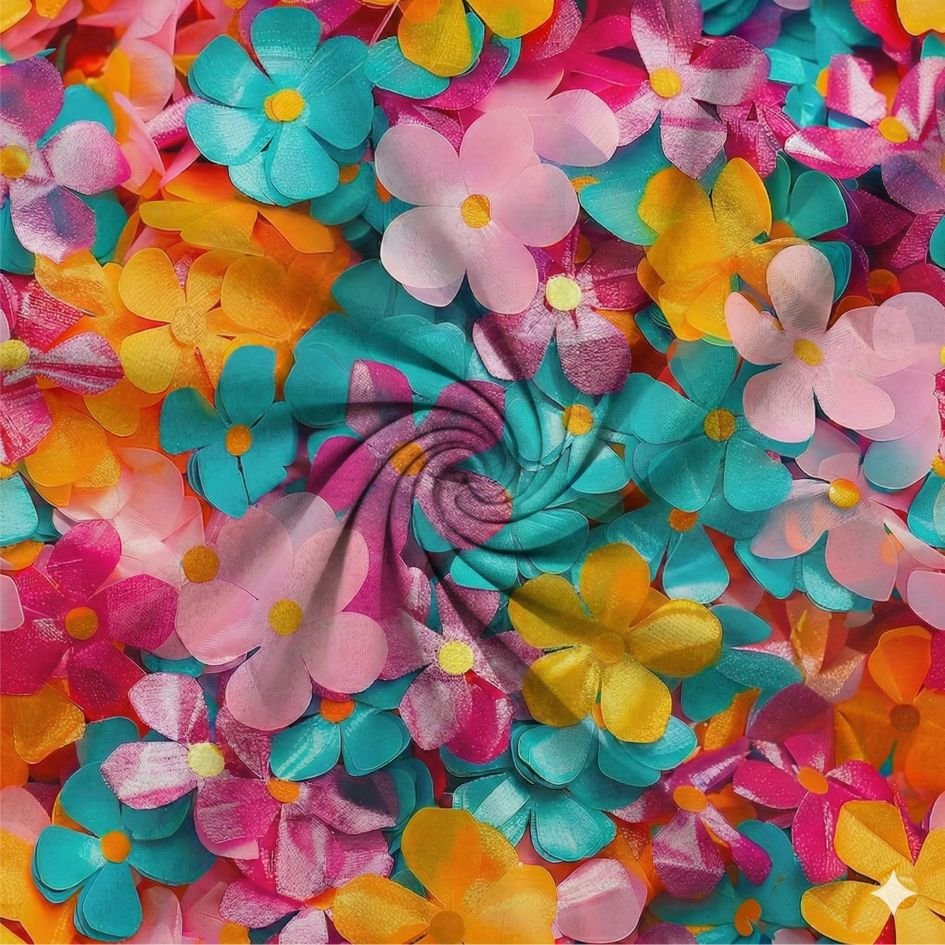 Tecido Lycra Estampada Flores f Violet Fabrics