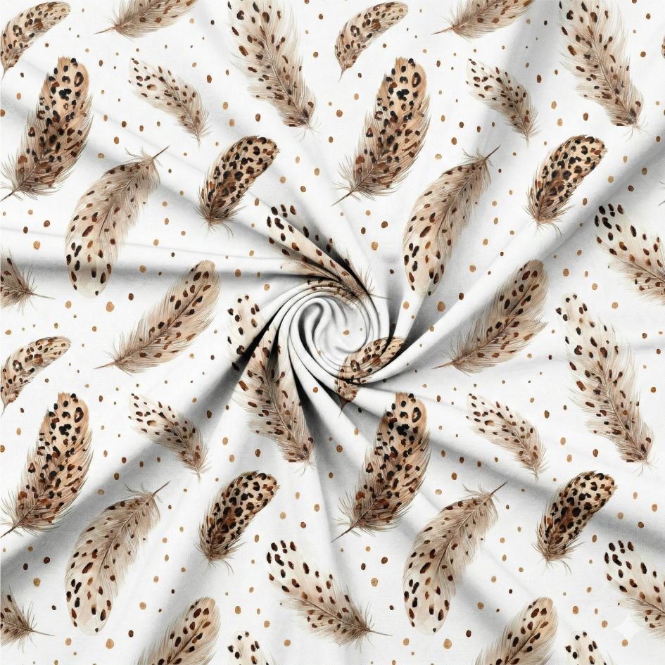 Tecido Lycra Estampada Penas a Violet Fabrics