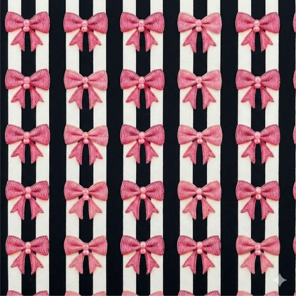 Tecido Lycra Estampada Riscas e Lacos c Violet Fabrics