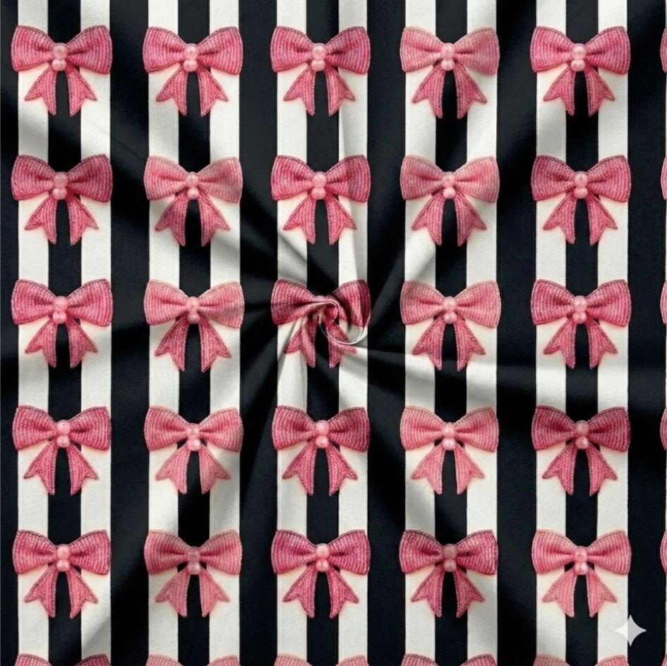 Tecido Lycra Estampada Riscas e Lacos Violet Fabrics