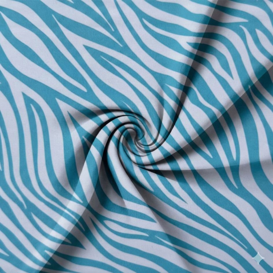 Tecido Lycra Estampada Zebra Azul Clara a Violet Fabrics