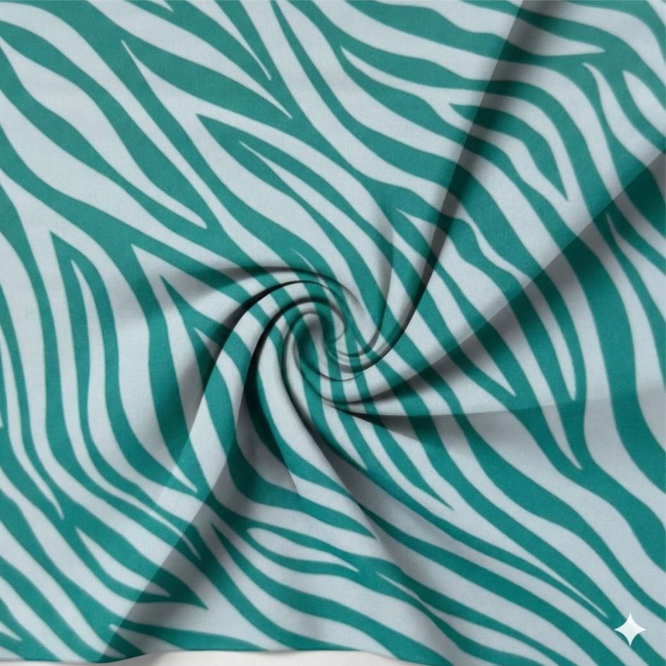 Tecido Lycra Estampada Zebra Verde asd Violet Fabrics