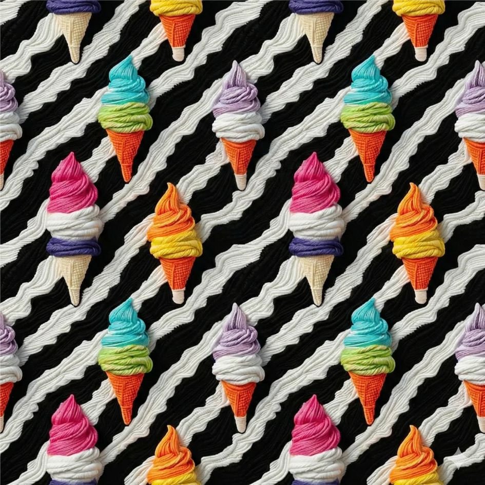 Tecido Lycra Reciclada Estampada Gelados r Violet Fabrics