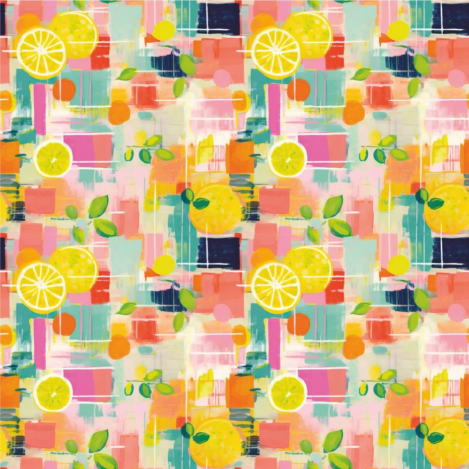 Tecido Lycra estampada Neon Limao a Violet Fabrics