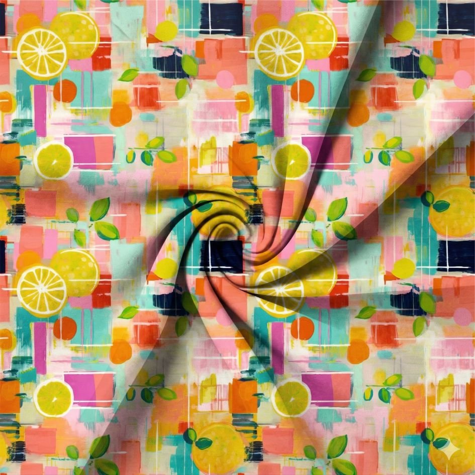 Tecido Lycra estampada Neon Limao b Violet Fabrics