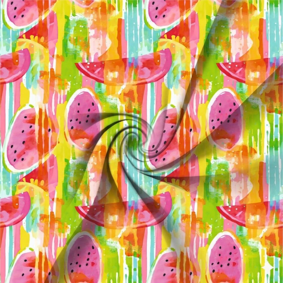 Tecido Lycra estampada Neon Melancia a Violet Fabrics