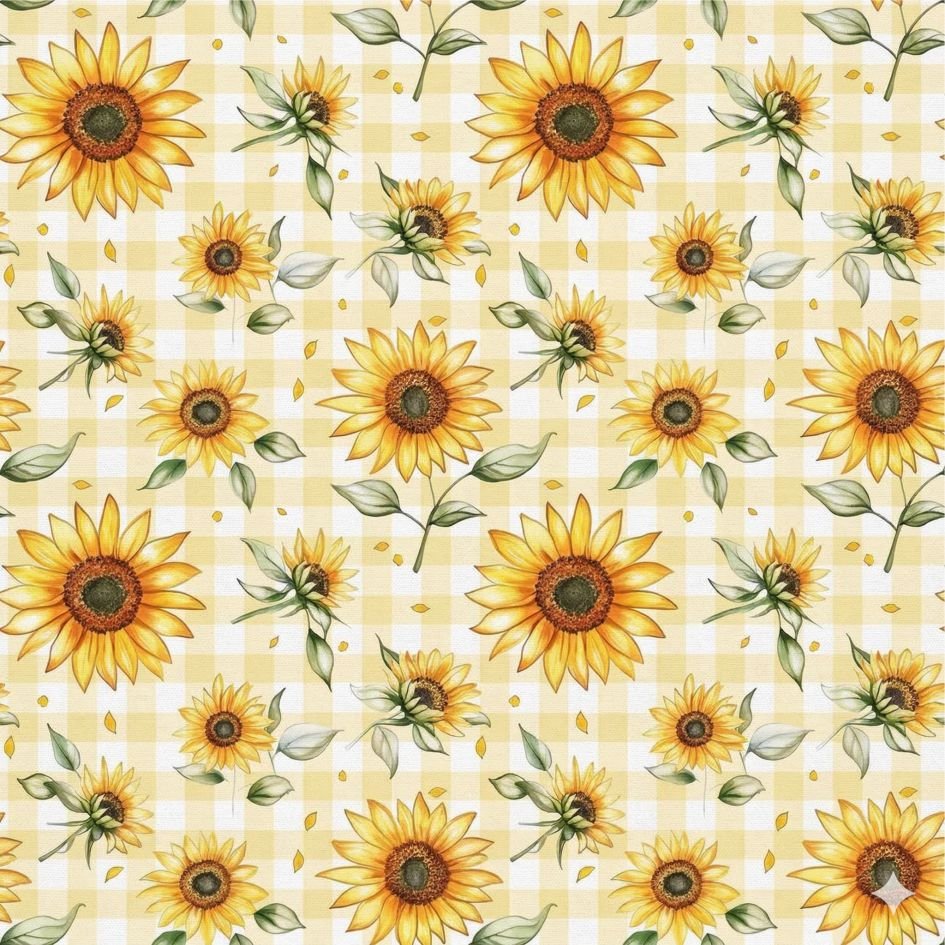 Tecido Policanvas Girassois Xadrez d Violet Fabrics