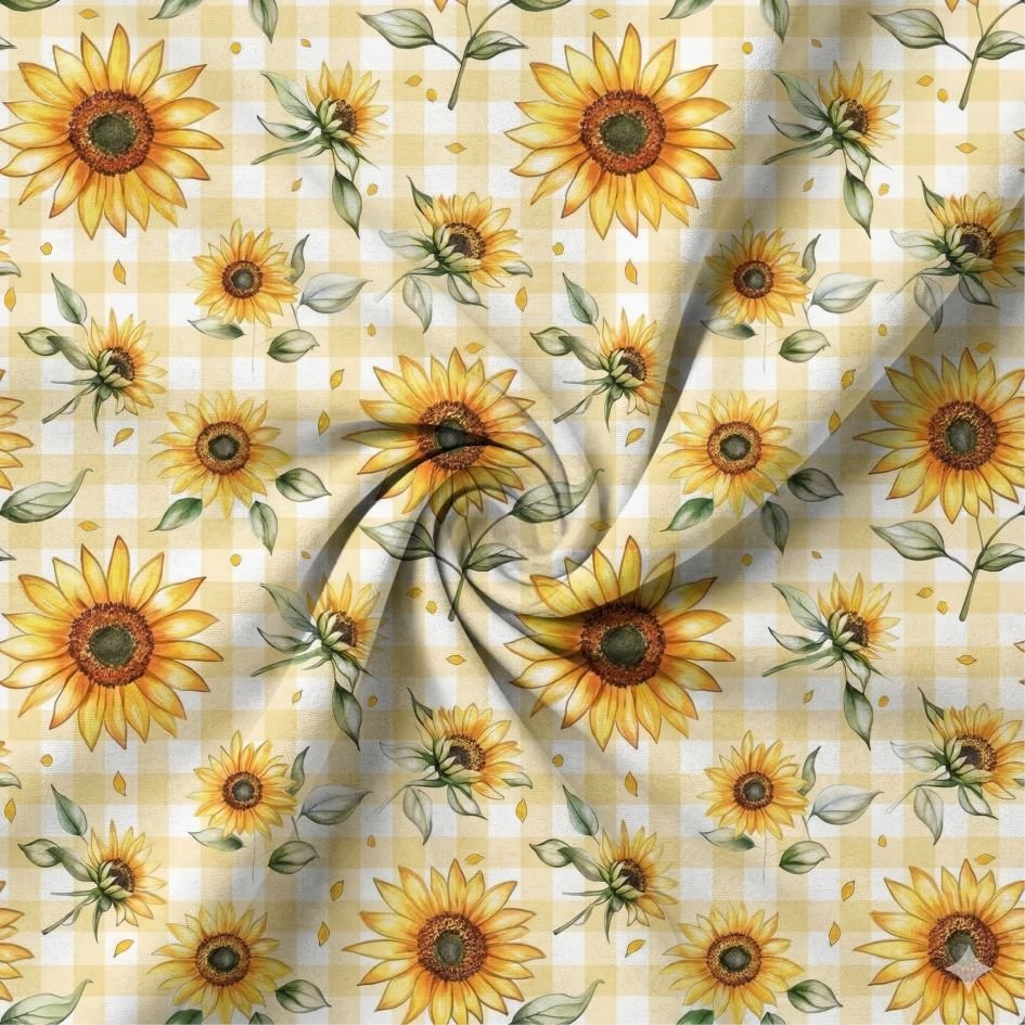 Tecido Policanvas Girassois Xadrez s Violet Fabrics