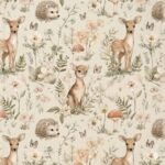 Popelin Bosque Animais - Bege