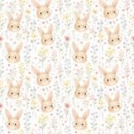 Popeline Coelhinho e Flores - Branco