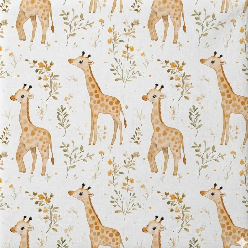 Tecido Popeline Girafas a Violet Fabrics