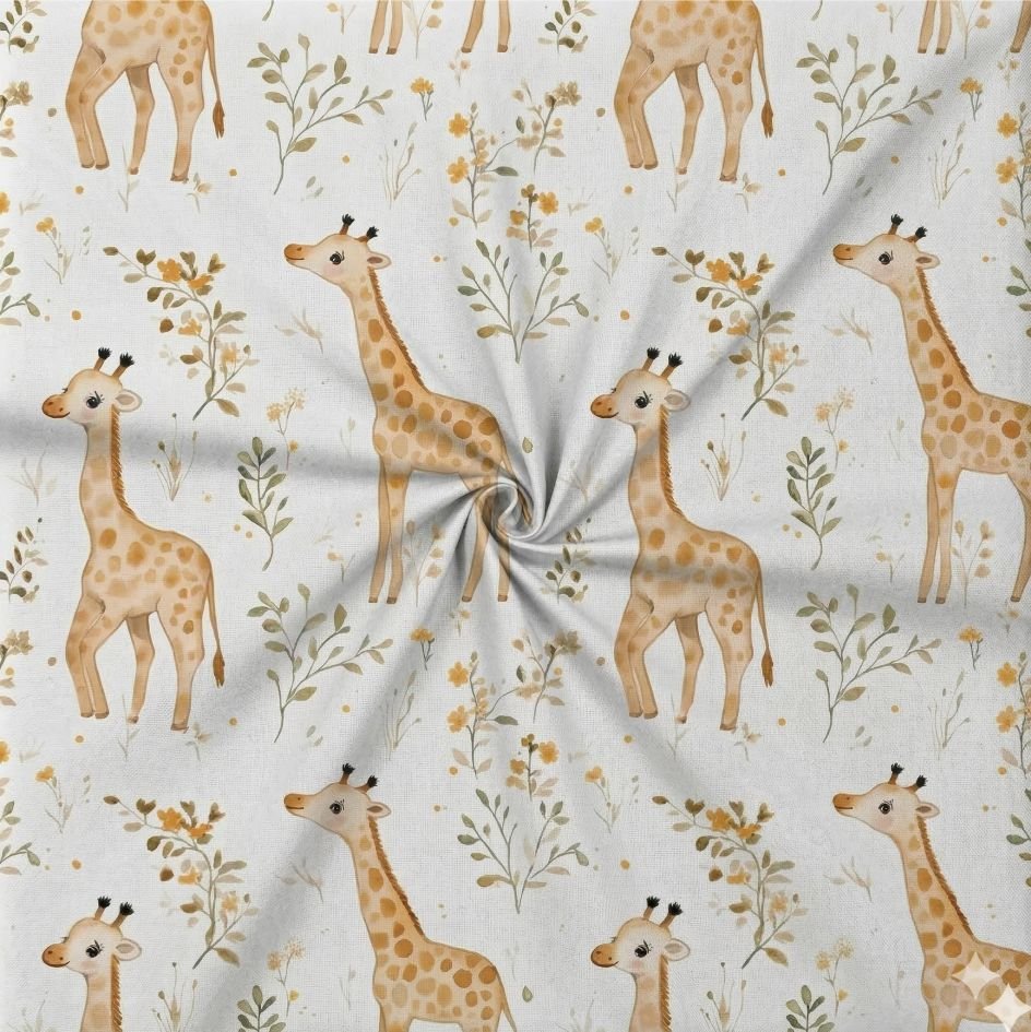 Tecido Popeline Girafas Violet Fabrics