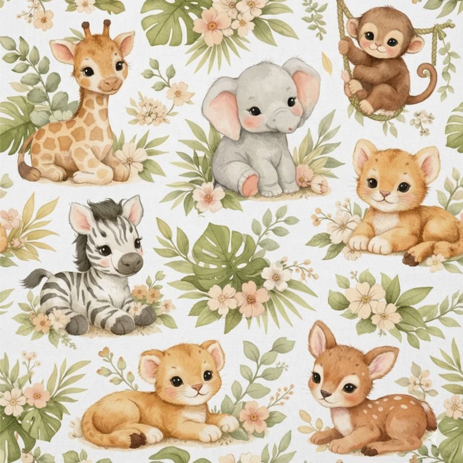 Tecido Popeline Selva Safari b Violet Fabrics