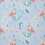 Popeline Sereia e Amigos - Azul