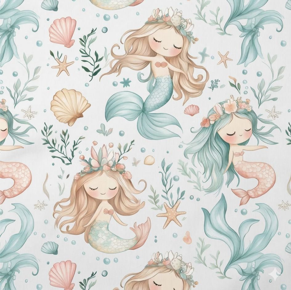 Tecido Popeline Sereias a Violet Fabrics