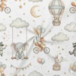 Popeline Elefante Raposa e Coelhinho - Branco - Image 2