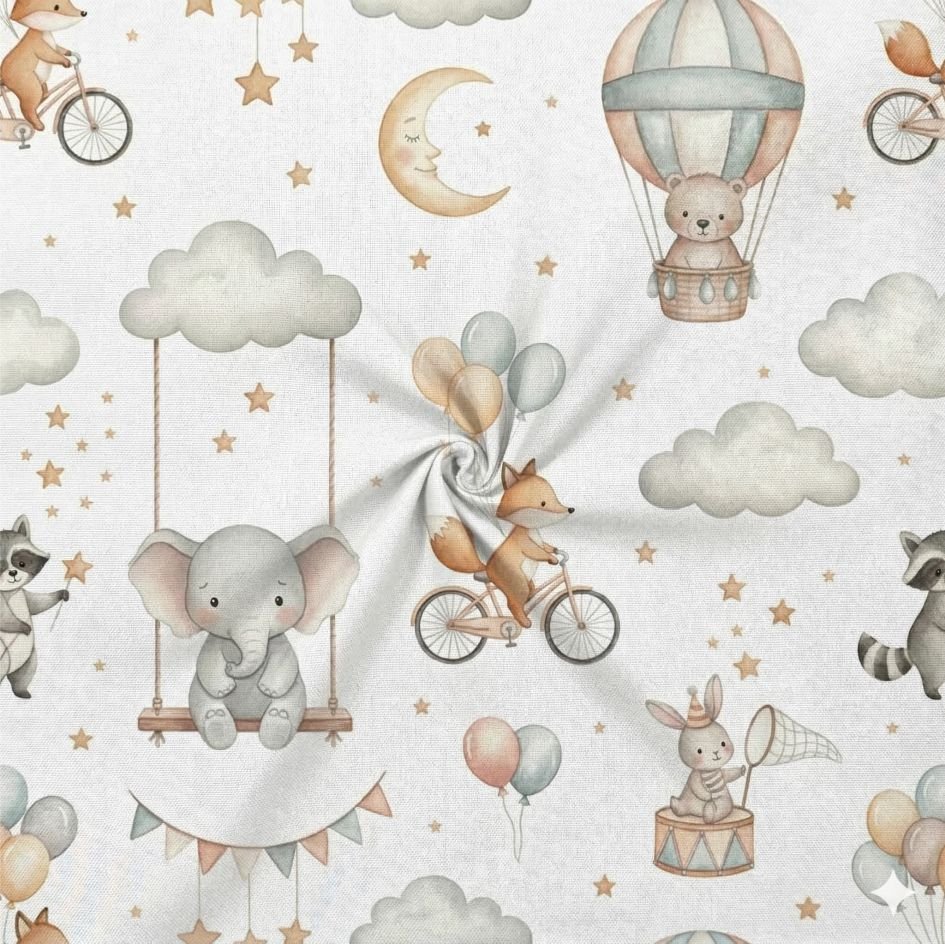 Tecido Popeline Sonho Animal b Violet Fabrics