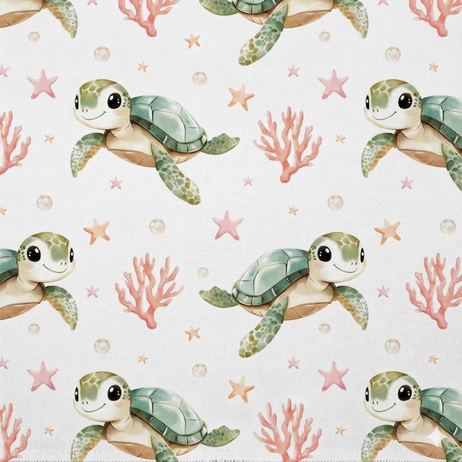 Tecido Popeline Tartarugas s Violet Fabrics