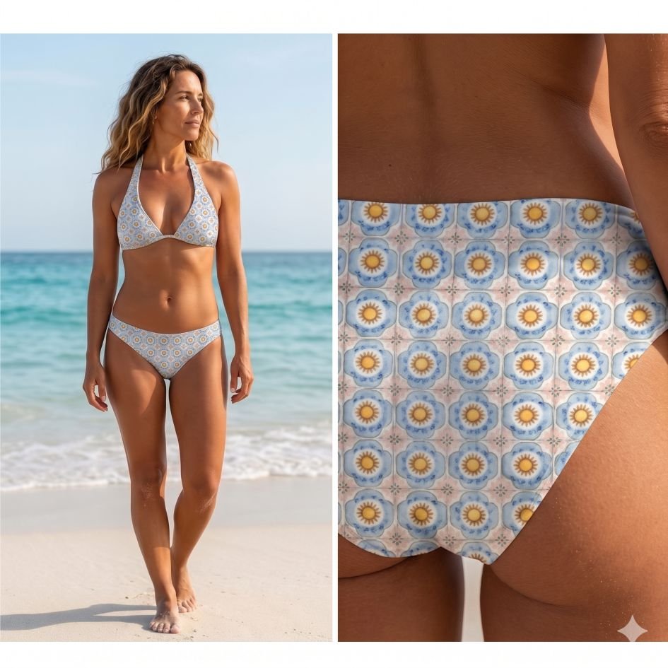 Tecido Lycra Azulejo Sol a Violet Fabrics