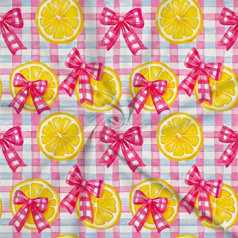 Tecido Lycra Limoes Xadrez d Violet Fabrics