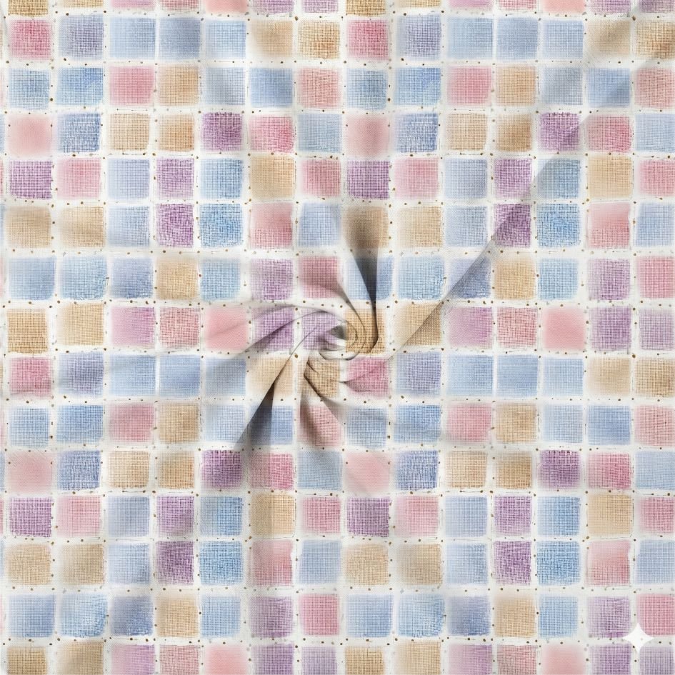 Tecido Lycra Quadrados Cloridos Pintas a Violet Fabrics