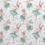 Tecido Nylon Impermeável Coelhinha Bailarina - Branco