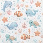 Popeline Animais Marinhos - Branco