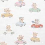 Popeline Ursinho Carrinhos - Branco