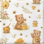 Popeline Ursinho e Mel - Branco