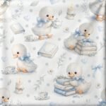 Popeline Patinho e Livros - Branco