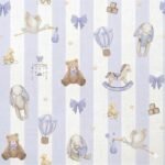 Popeline Riscas Brinquedos - Branco/Azul