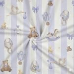 Popeline Riscas Brinquedos - Branco/Azul - Image 2