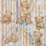 Popeline Riscas Ursinhos Sonhadores - Branco - Image 2