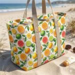 Tecido Nylon Impermeável Limões Flores - Branco - Image 3