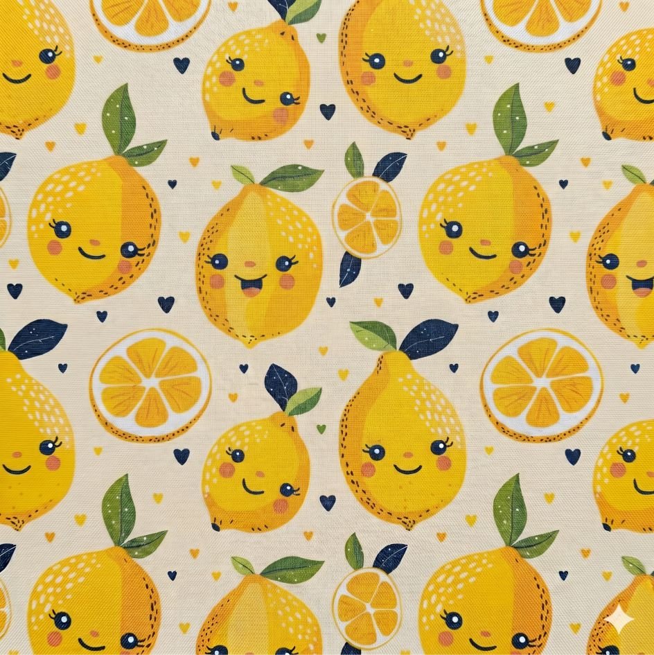 Tecido Tecido Nylon Impermeavel Limoes Sorridentes d Violet Fabrics