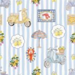 Tecido Nylon Impermeável Scooter Riscas - Azul - Image 2