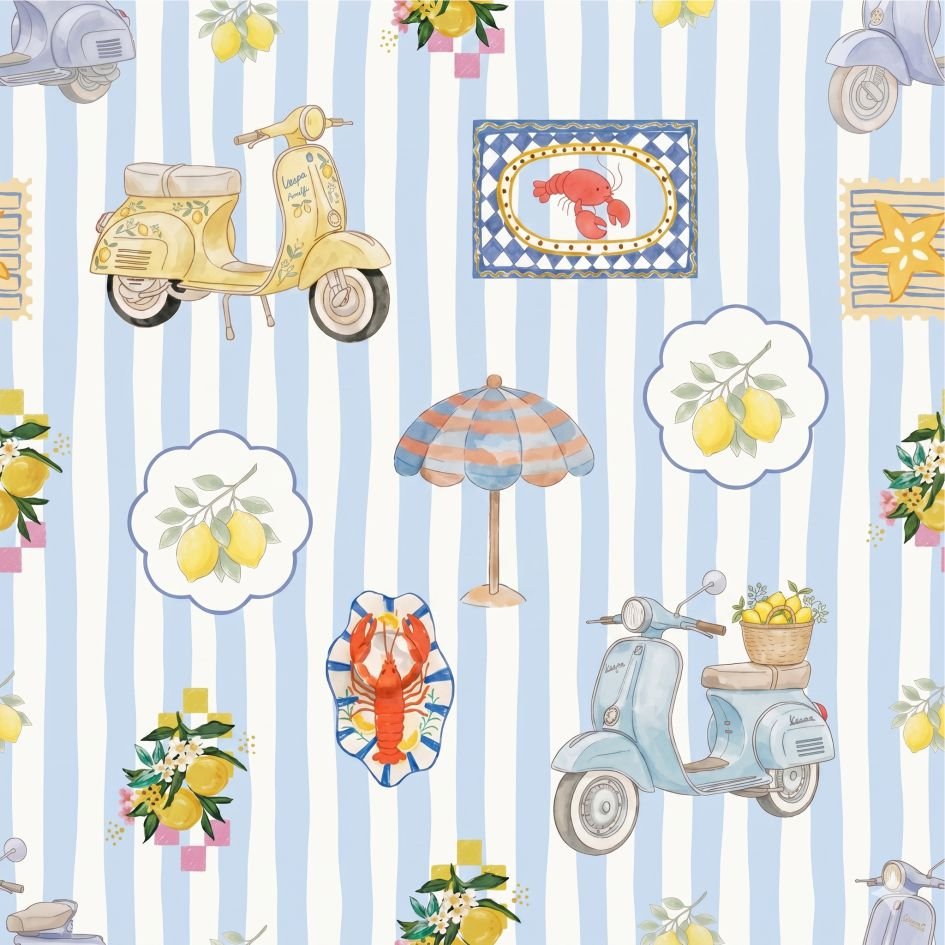 Tecido Tecido Nylon Impermeavel Vespa e Riscas 1 Violet Fabrics