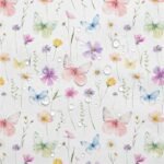 Tecido Nylon Impermeável Borboletas - Branco