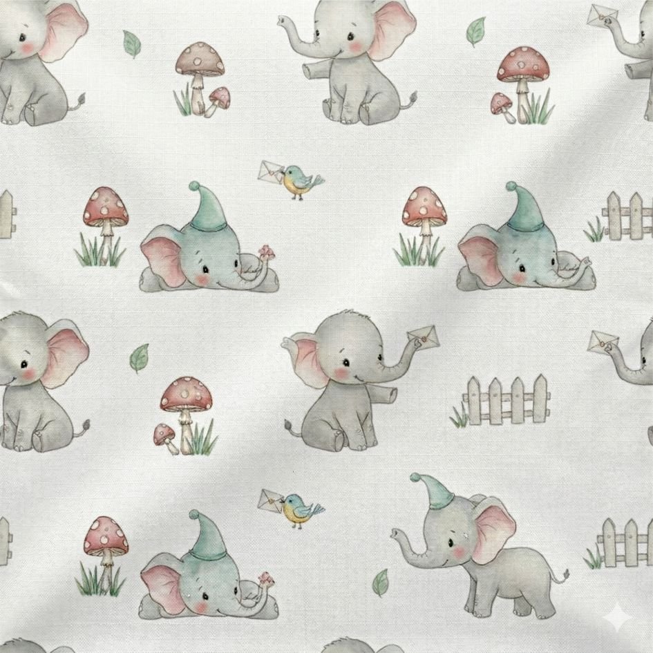 Tecido Tecido Nylon Impermiavel Elefantes a Violet Fabrics