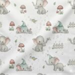 Tecido Nylon Impermiavel Elefantes - Branco