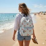 Tecido Nylon Impermeável Riscas e Cerejas - Branco - Image 3