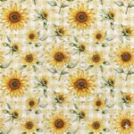 Tecido Nylon Impermeável Girassóis - Branco